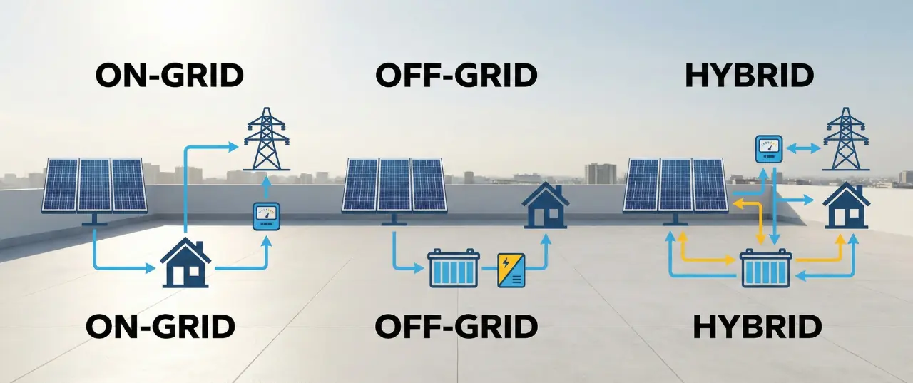 On-Grid vs Off-Grid vs Hybrid Solar Systems (2025): Which Is Right for Your Home in Tamil Nadu & Puducherry?